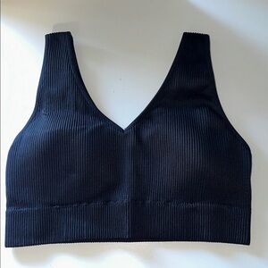 Aerie Black Ribbed Sports Bra